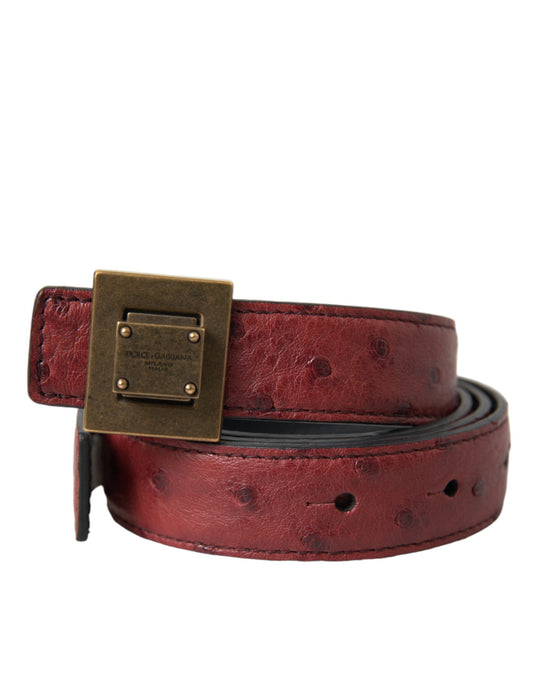 Dolce & Gabbana Brown Leather Square Metal Buckle Women's Belt