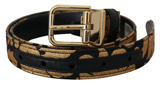 Dolce & Gabbana Multicolor Jacquard Leather Logo Buckle Women's Belt