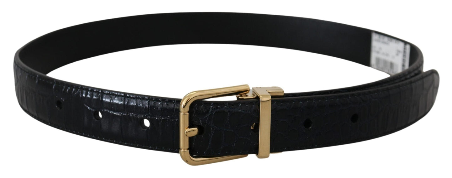 Dolce & Gabbana Black Exotic Leather Gold Metal Buckle Women's Belt