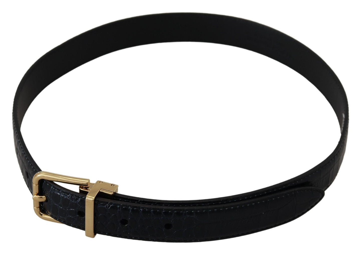 Dolce & Gabbana Black Exotic Leather Gold Metal Buckle Women's Belt