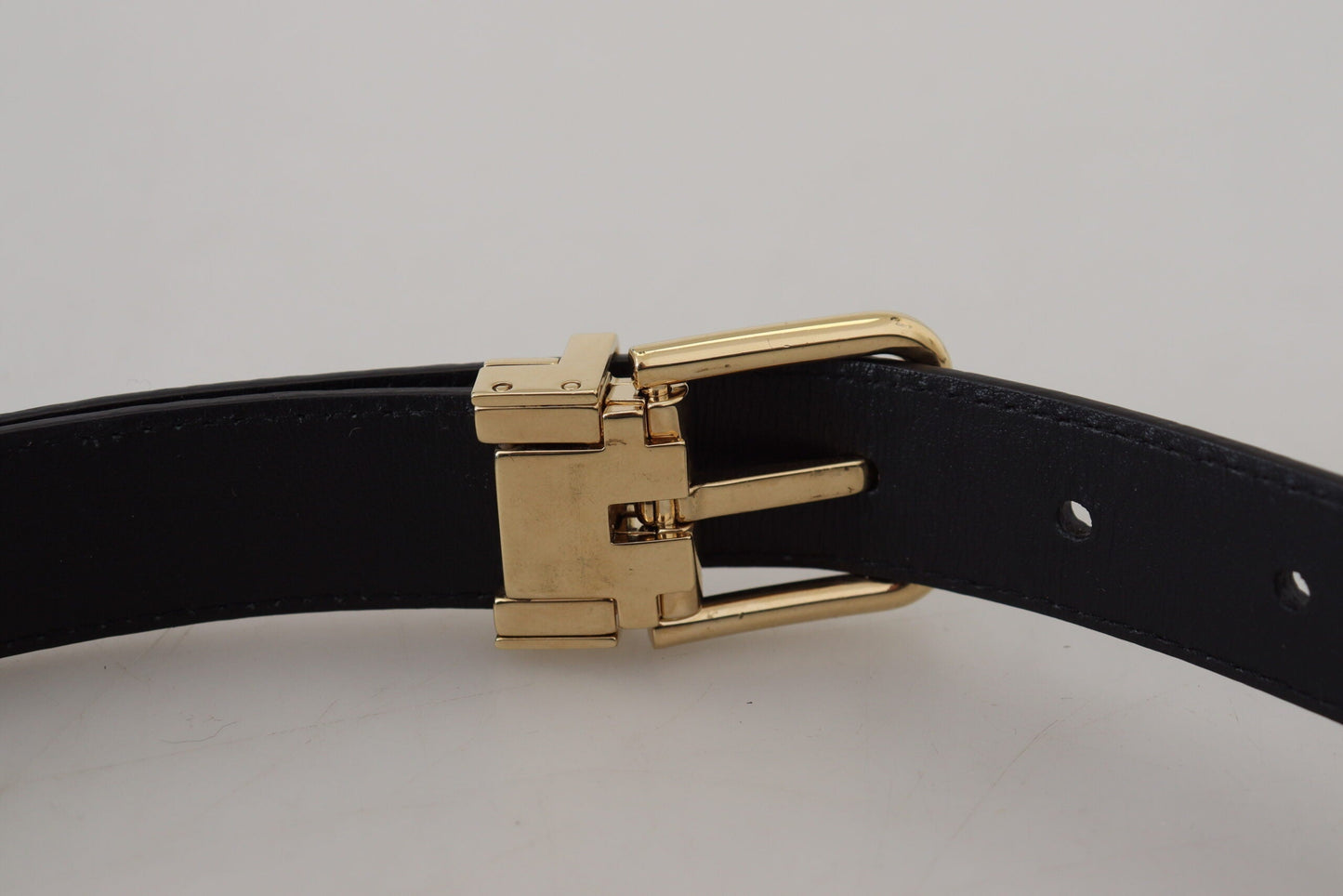 Dolce & Gabbana Black Exotic Leather Gold Metal Buckle Women's Belt