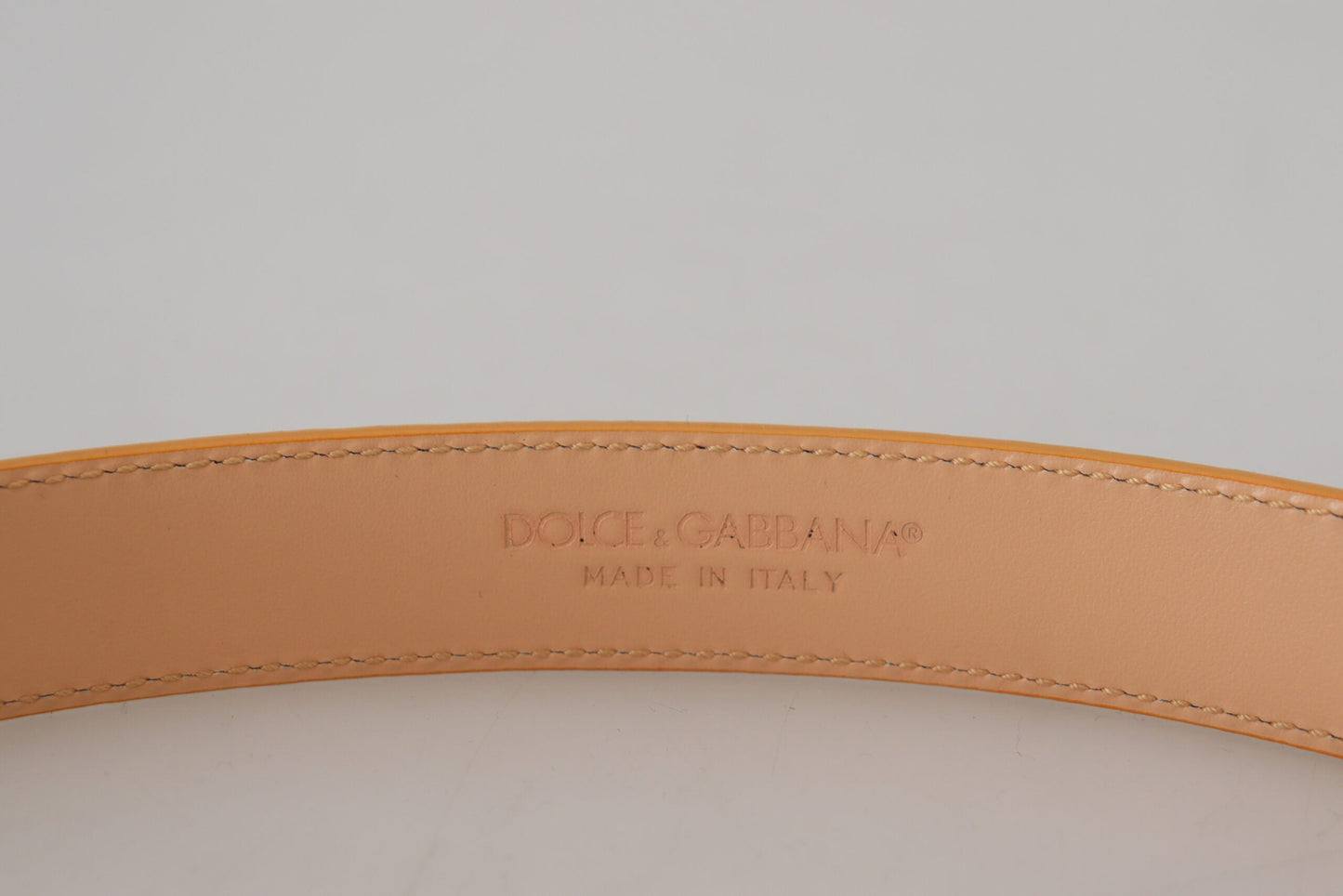 Dolce & Gabbana Beige Exotic Leather Gold Metal Buckle Women's Belt