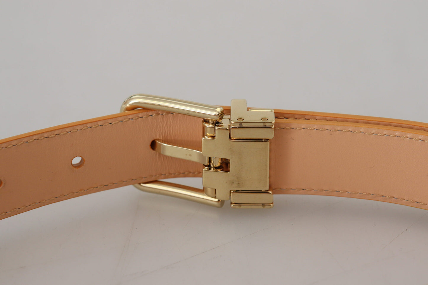 Dolce & Gabbana Beige Exotic Leather Gold Metal Buckle Women's Belt