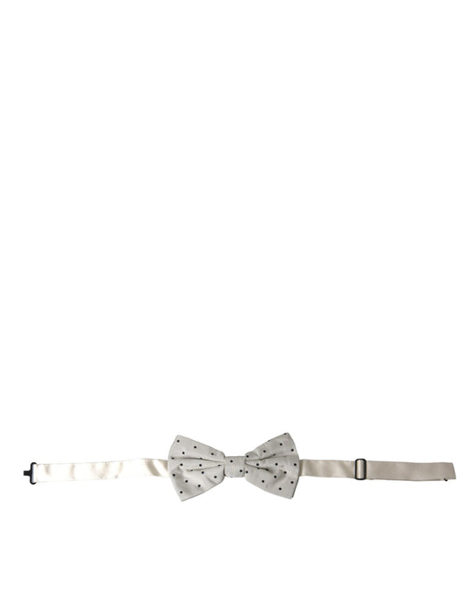 Dolce & Gabbana White Black Polka Dot Polyester Bow Tie Men's Men