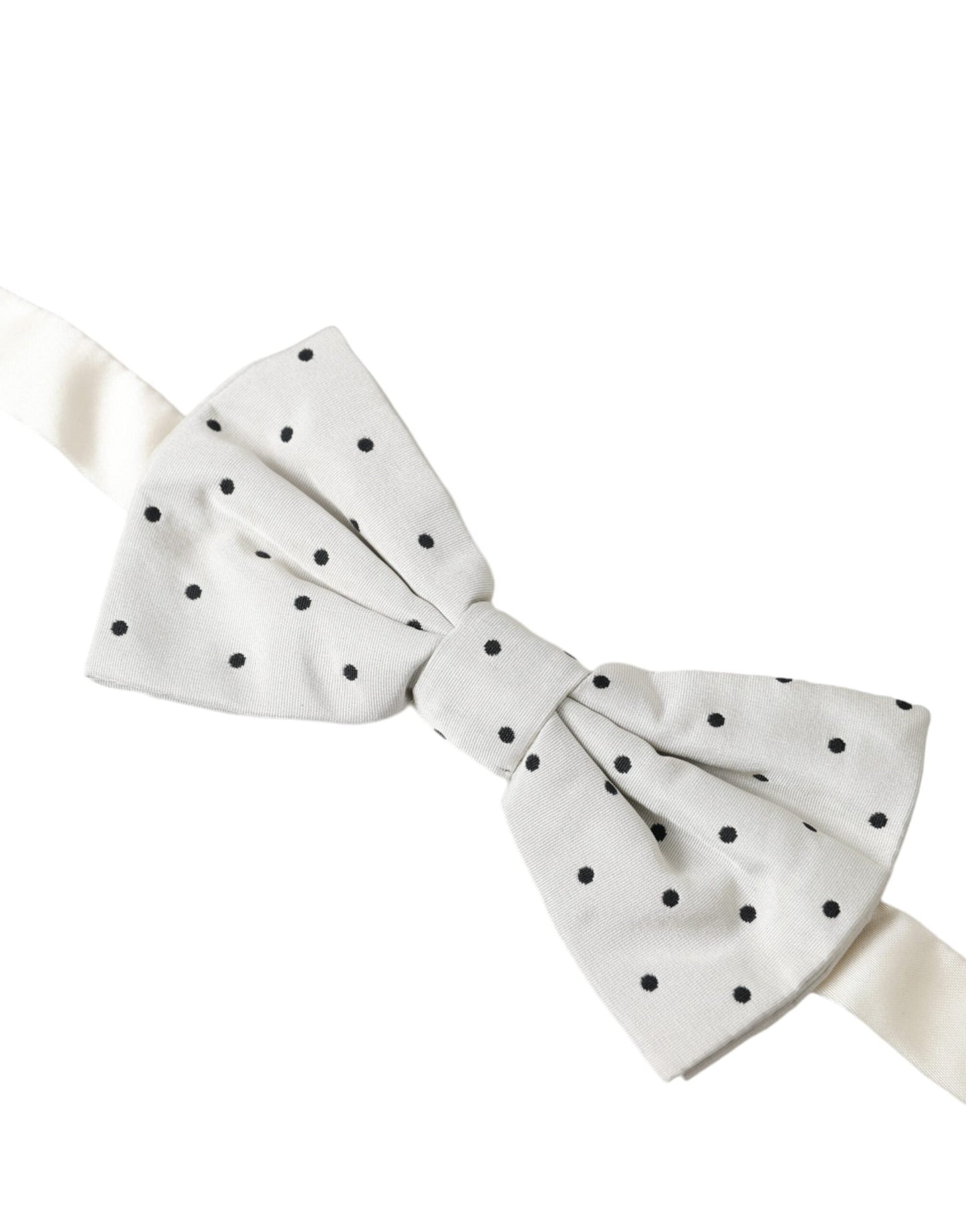 Dolce & Gabbana White Black Polka Dot Polyester Bow Tie Men's Men