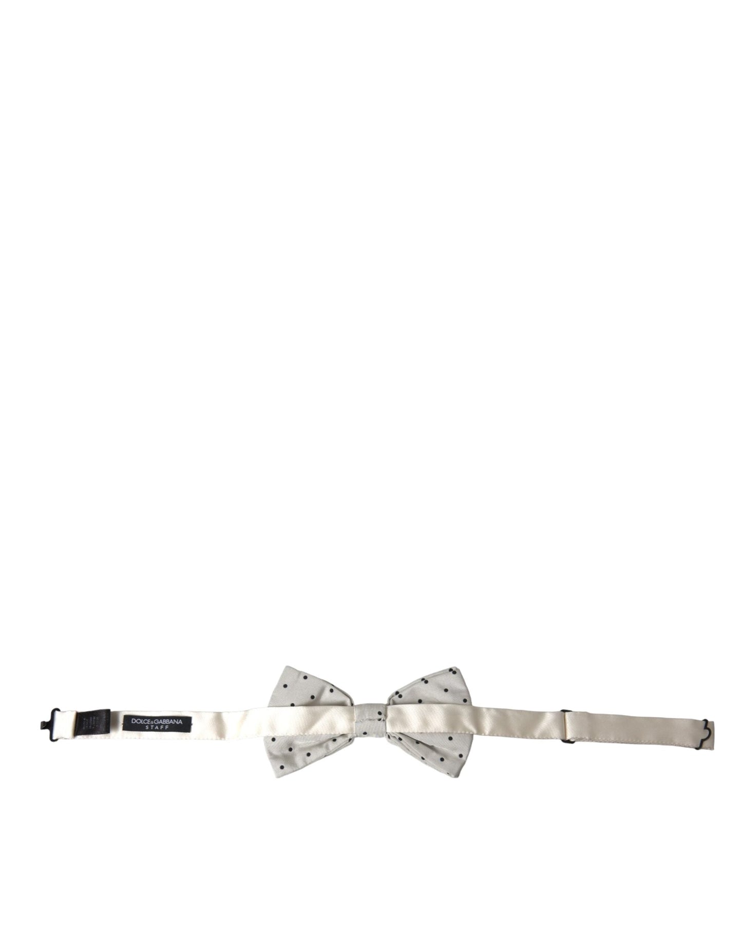 Dolce & Gabbana White Black Polka Dot Polyester Bow Tie Men's Men