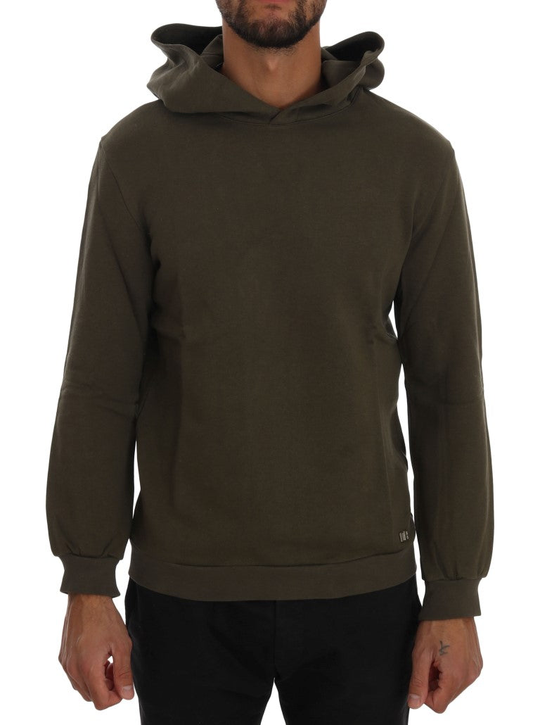 Daniele Alessandrini Green Pullover Hodded Cotton Men's Sweater