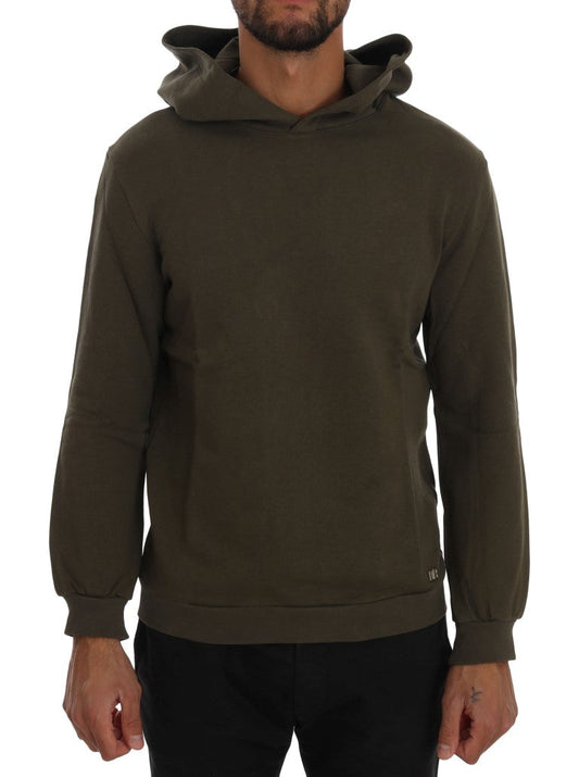 Daniele Alessandrini Green Pullover Hodded Cotton Men's Sweater