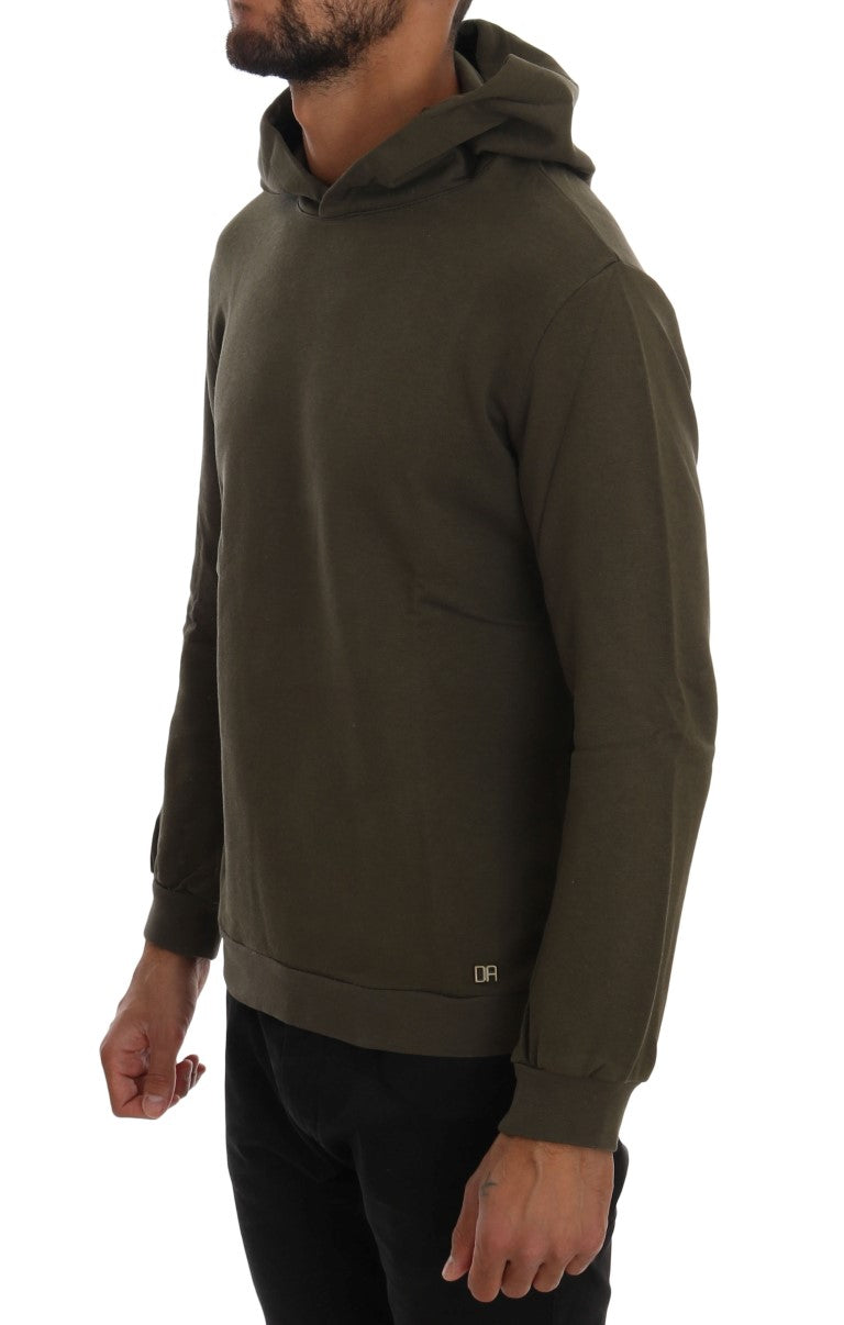 Daniele Alessandrini Green Pullover Hodded Cotton Men's Sweater
