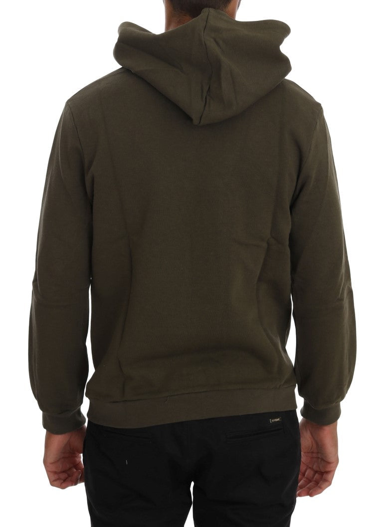 Daniele Alessandrini Green Pullover Hodded Cotton Men's Sweater