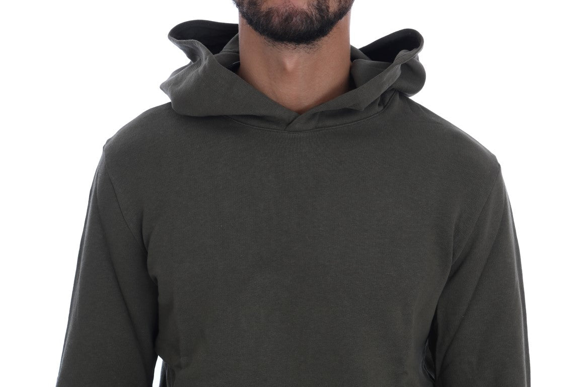 Daniele Alessandrini Green Pullover Hodded Cotton Men's Sweater