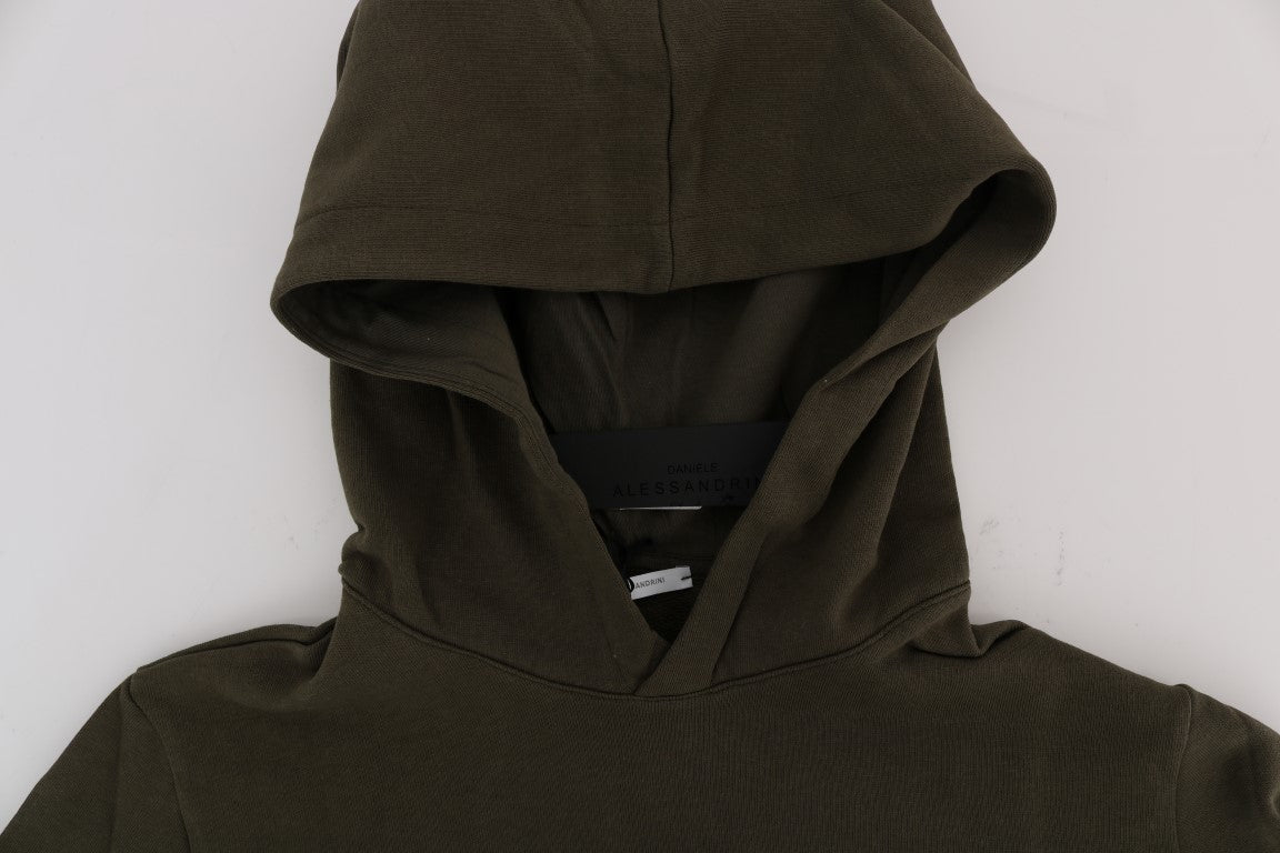 Daniele Alessandrini Green Pullover Hodded Cotton Men's Sweater