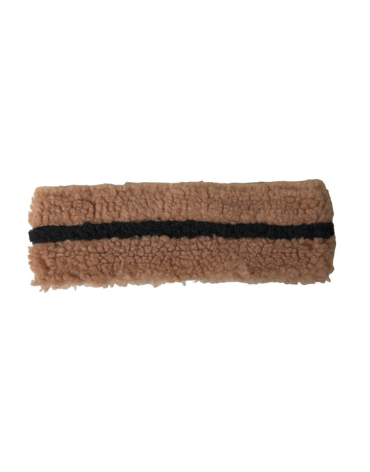 Dolce & Gabbana Brown Black Fleece Wool Head Band Hat Men's Men