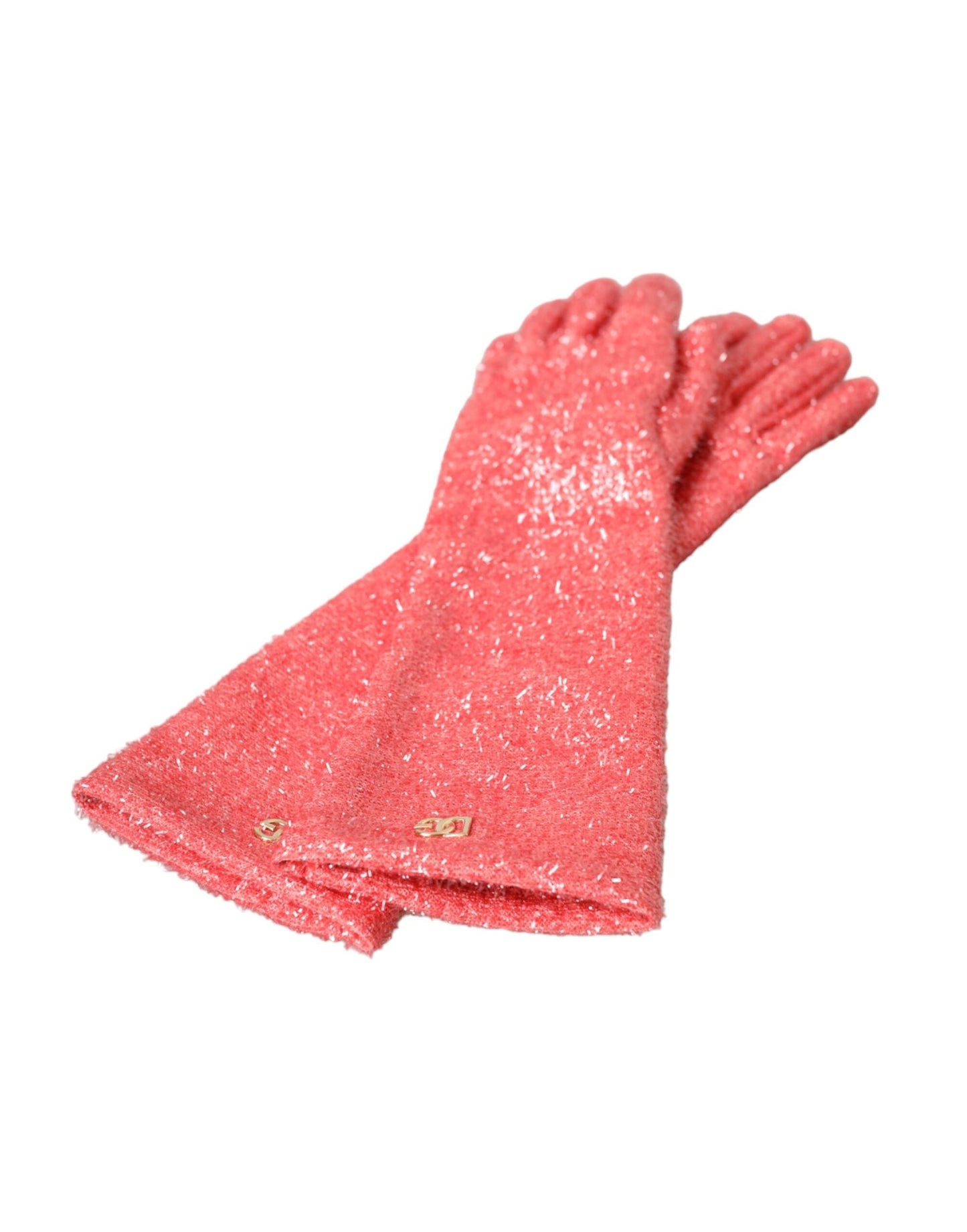 Dolce & Gabbana Pink Lurex Fantasia Mid Arm Length Women's Gloves