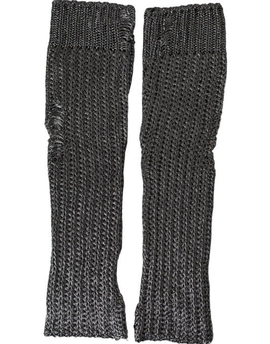 Dolce & Gabbana Gray Viscose Knitted Finger Less Women's Gloves