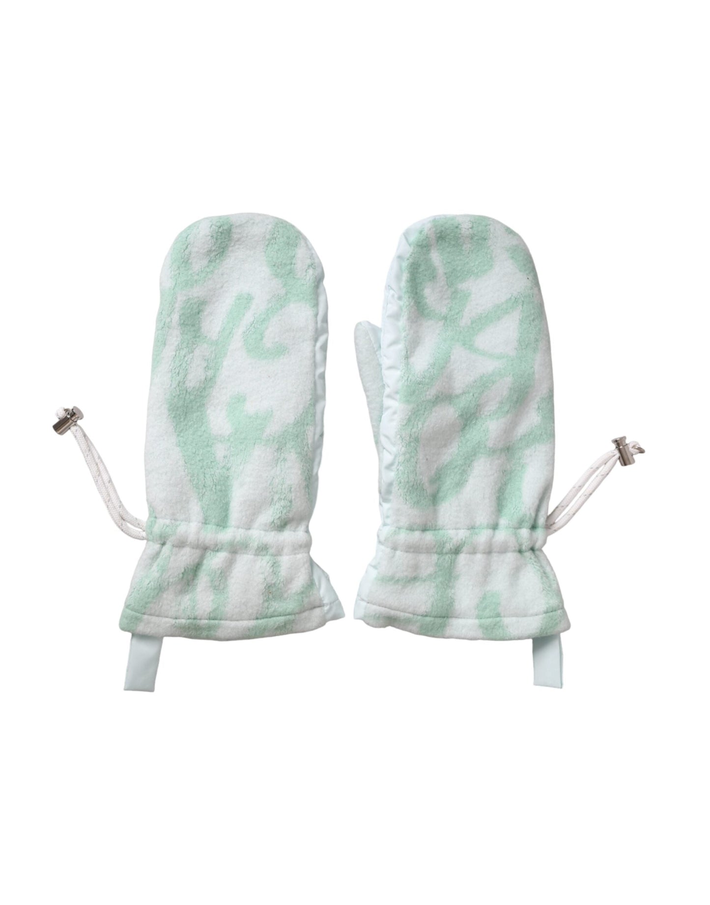 Dolce & Gabbana White Nylon Fleece Wrist Length Mitten Women's Gloves