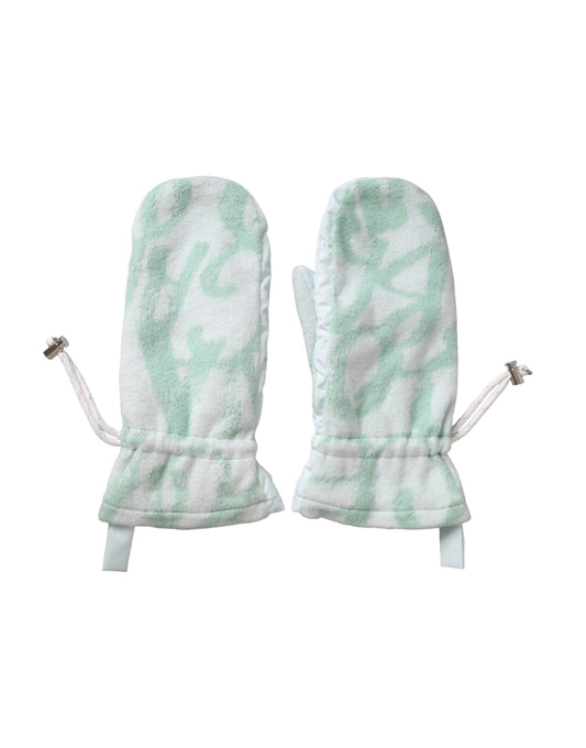 Dolce & Gabbana White Nylon Fleece Wrist Length Mitten Women's Gloves