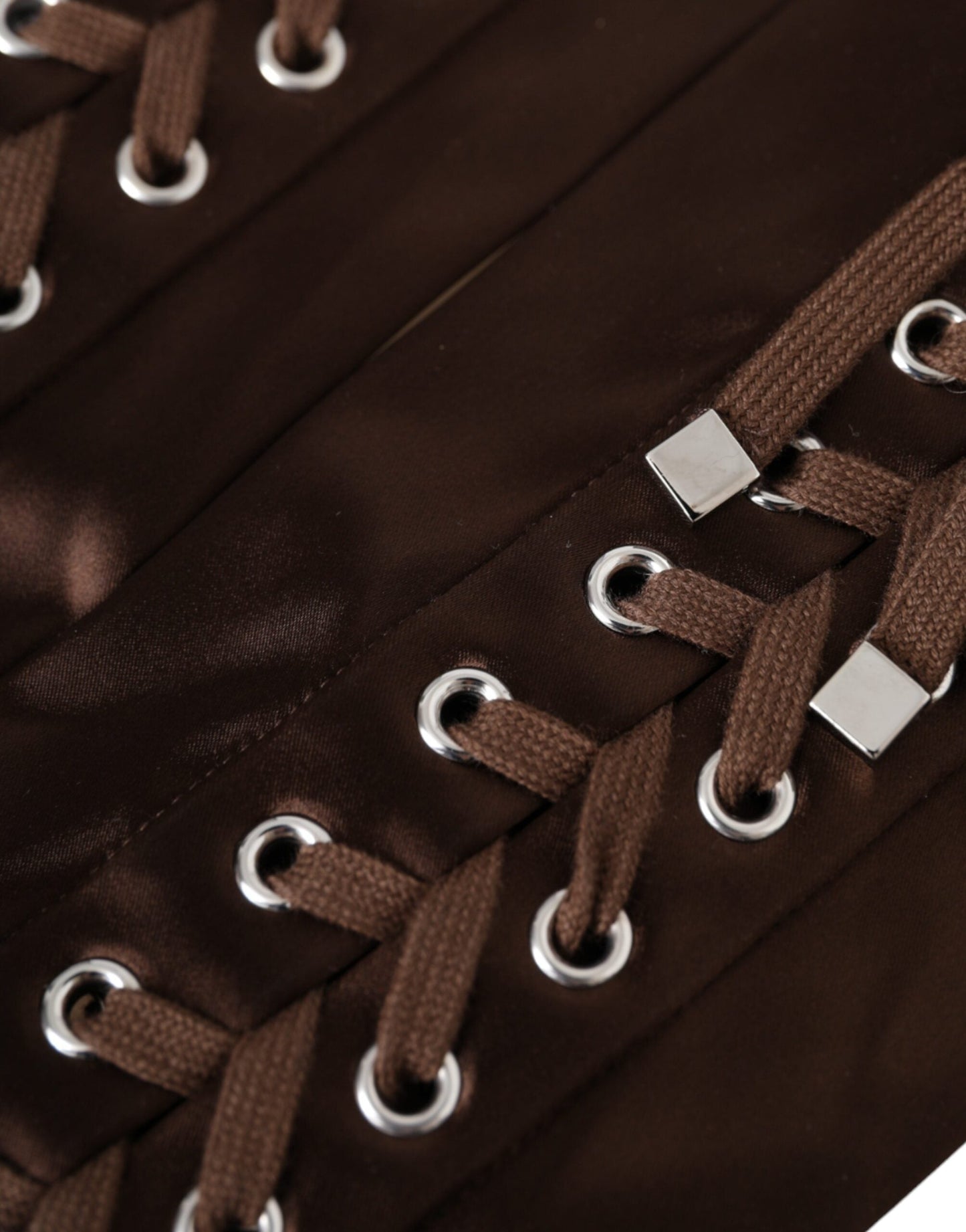 Dolce & Gabbana Brown Acetate Lace Up Fingerless Women's Gloves