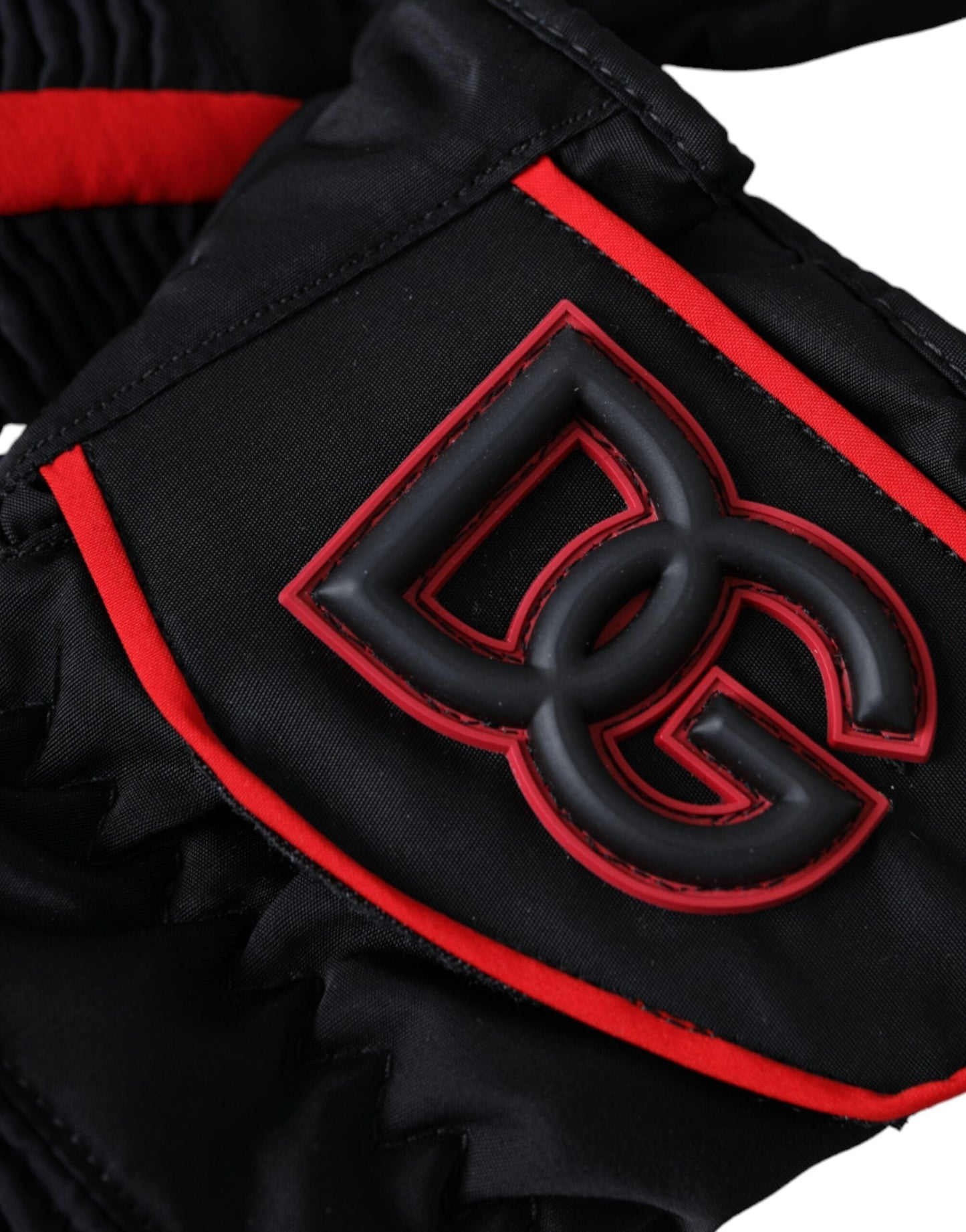 Dolce & Gabbana Black Red Nylon Wrist Length Men's Gloves