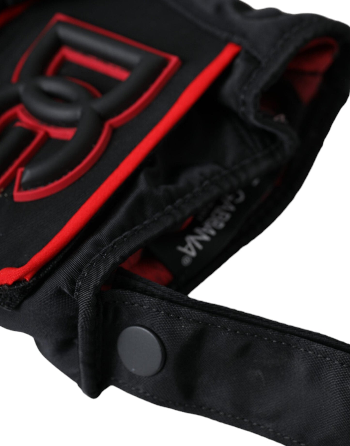 Dolce & Gabbana Black Red Nylon Wrist Length Men's Gloves