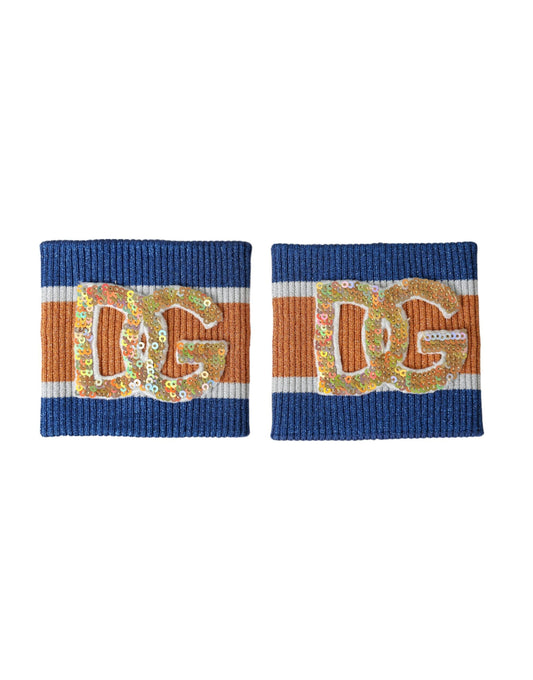 Dolce & Gabbana Multicolor Logo Sequin Viscose Men's Wristband