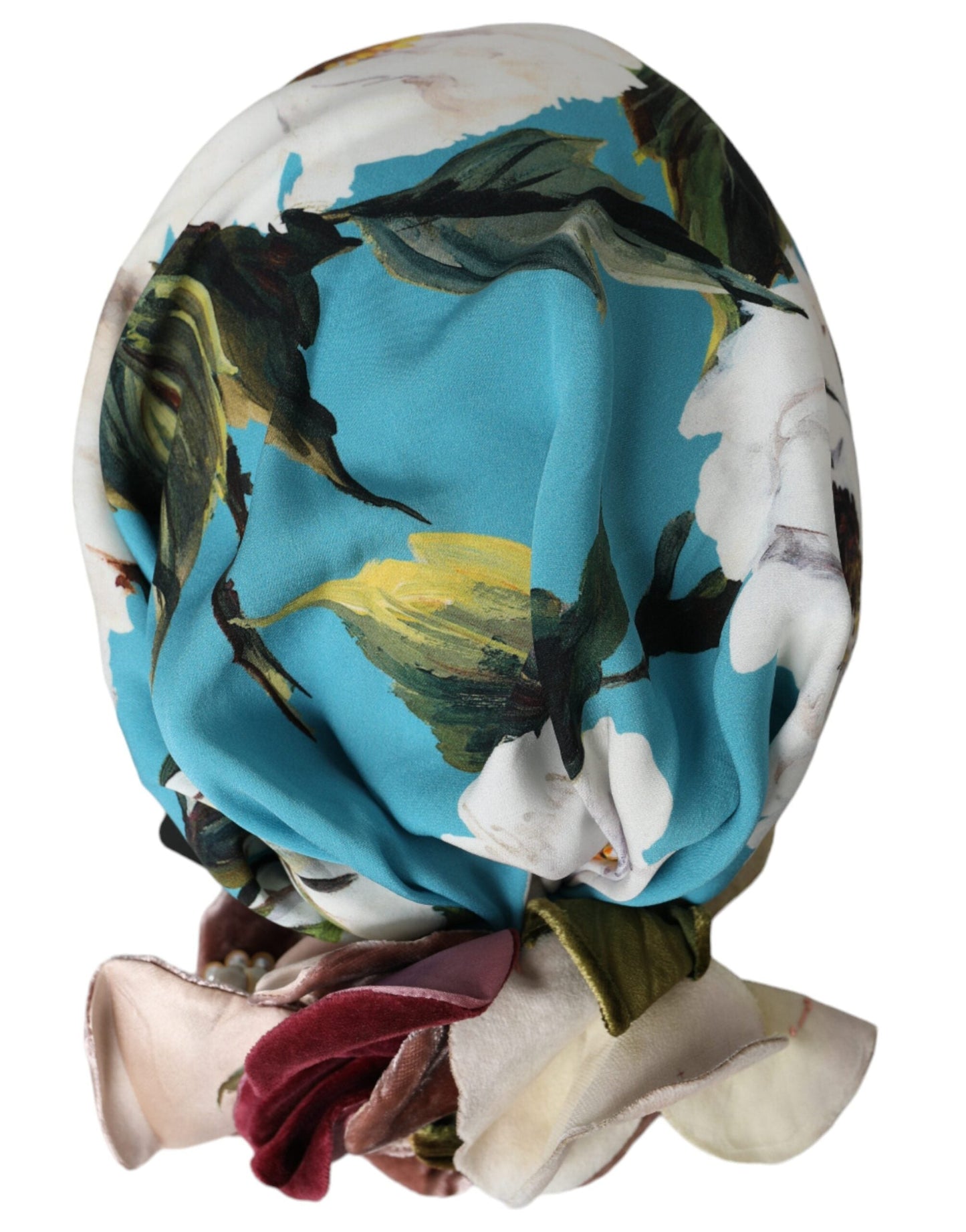 Dolce & Gabbana Blue Floral Motif Turban Head Hat Women's Women