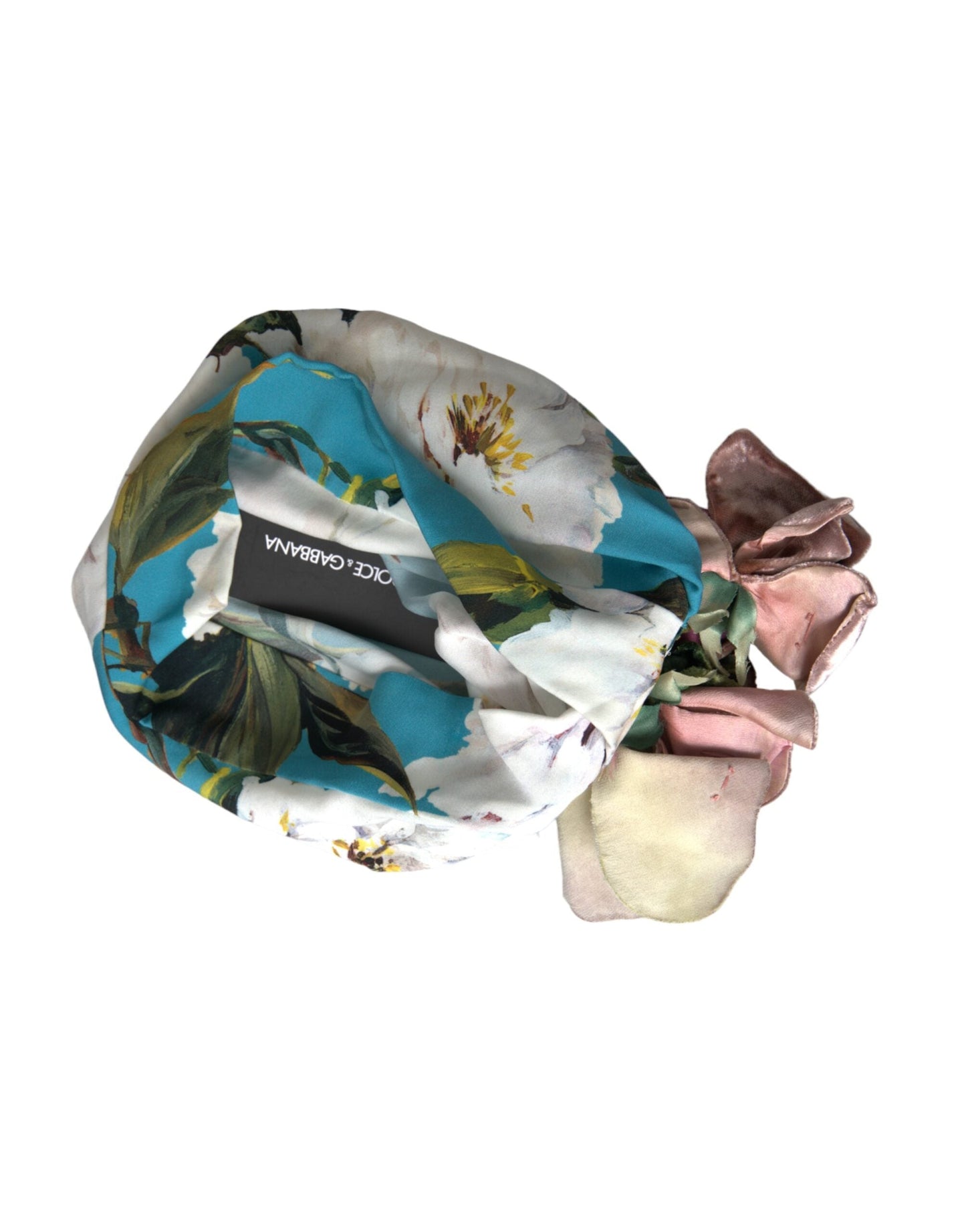 Dolce & Gabbana Blue Floral Motif Turban Head Hat Women's Women