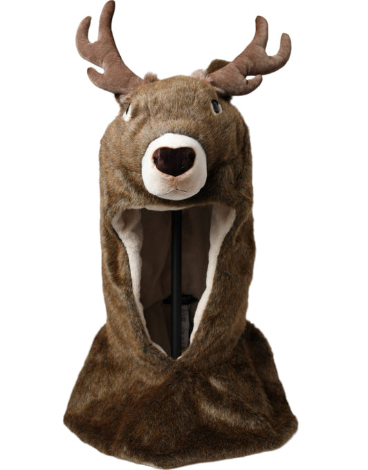 Dolce & Gabbana Brown Deer Faux Fur Whole Head Women's Hat