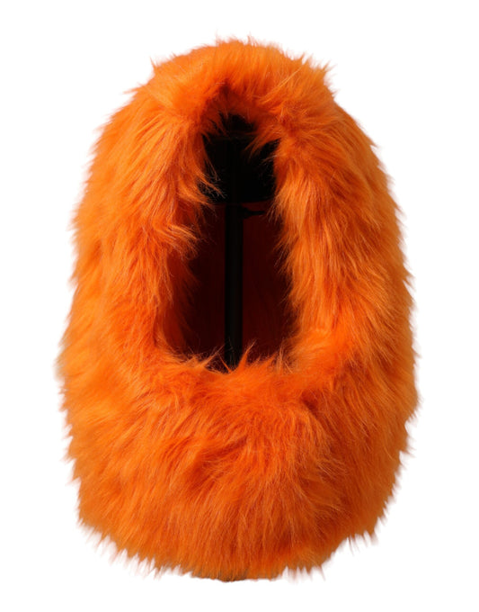 Dolce & Gabbana Orange Faux Fur Whole Head Wrap Women's Hat