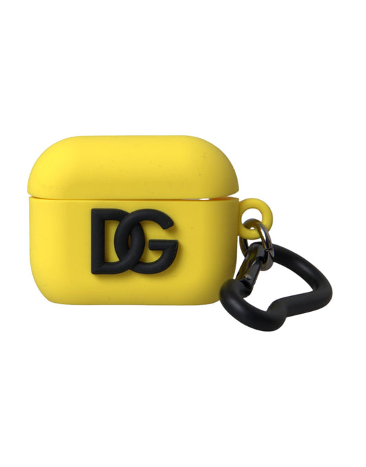 Dolce & Gabbana Yellow Silicone Logo Embossed Airpods Women's Case
