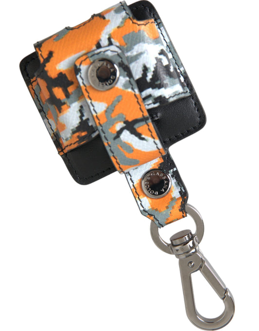 Dolce & Gabbana Multicolor Camouflage Print Leather Metal Airpods Women's Case
