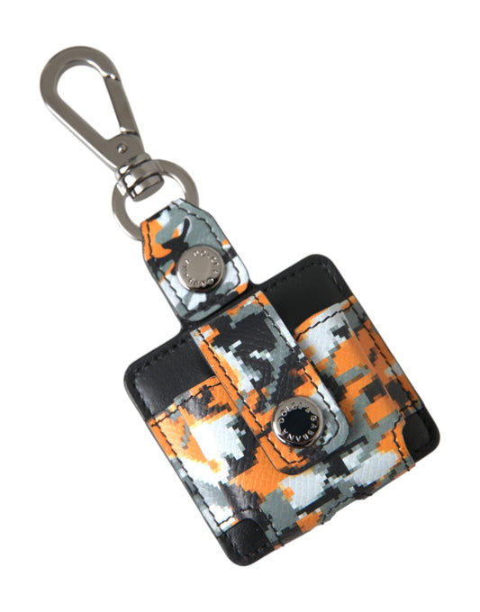 Dolce & Gabbana Multicolor Camouflage Print Leather Logo Metal Airpods Women's Case