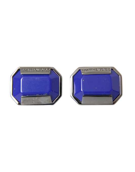 Dolce & Gabbana Silver Plated Brass Pin Crystal Men's Cufflinks