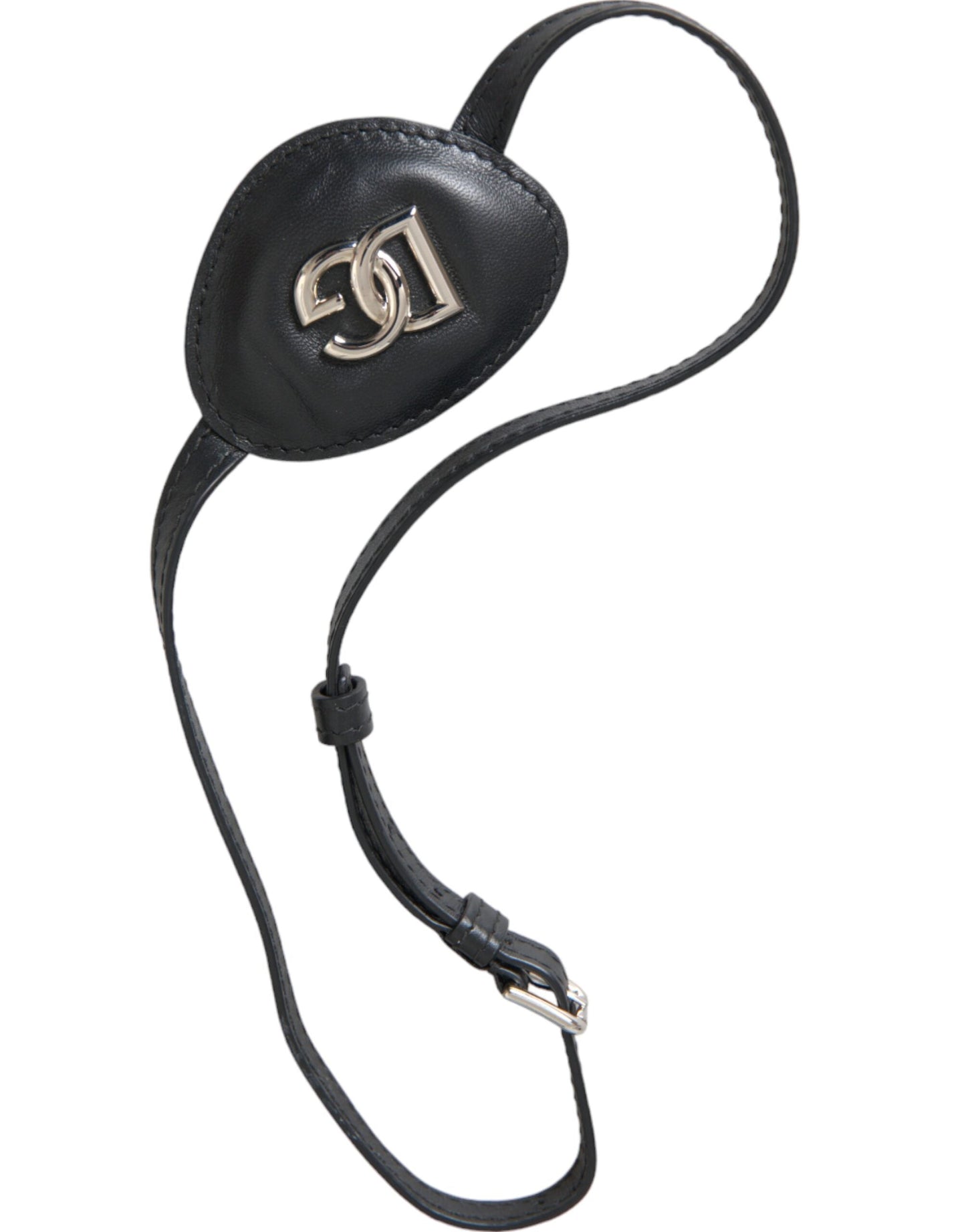 Dolce & Gabbana Black Calfskin Leather Metal DG Logo Eye Women's Patch