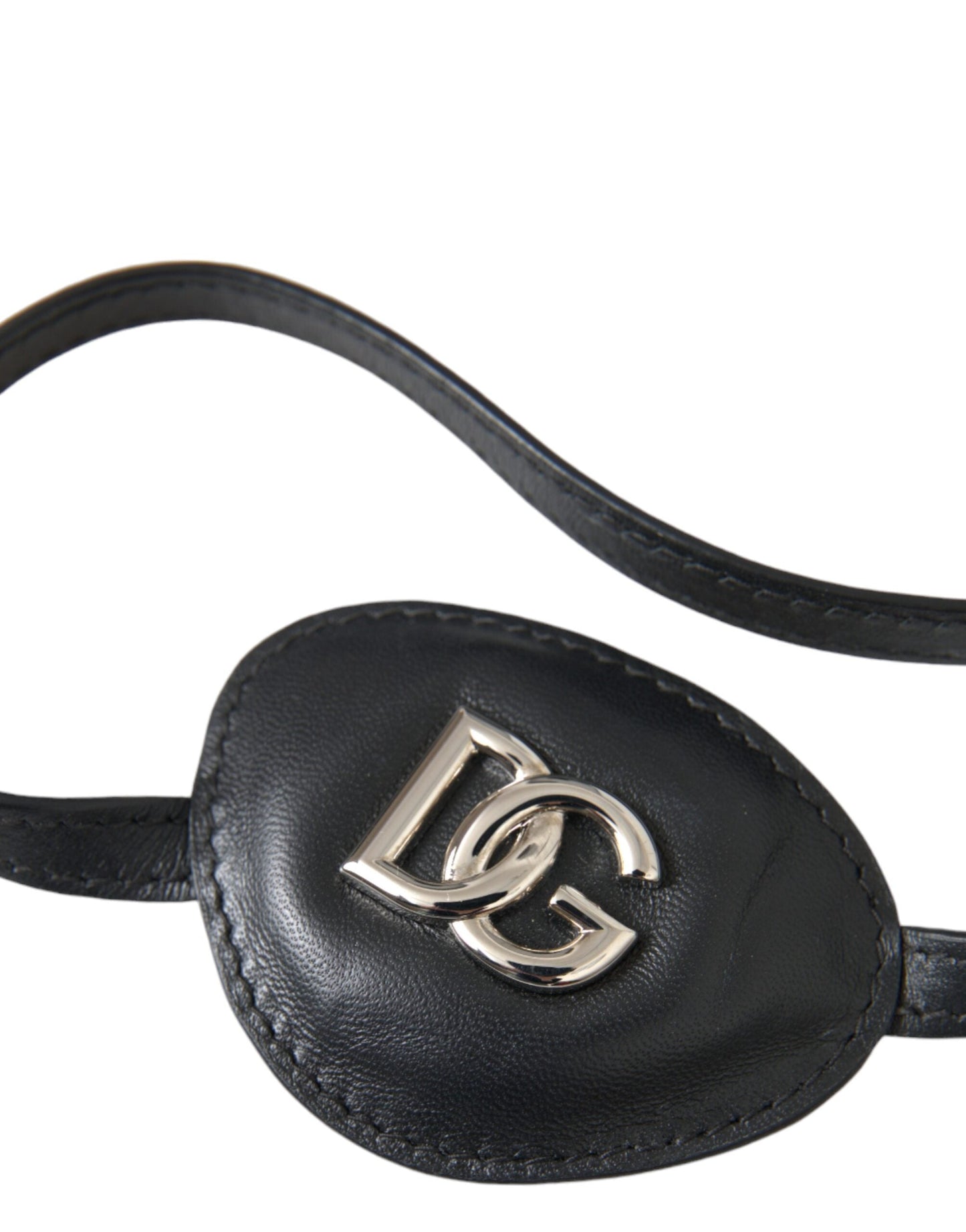 Dolce & Gabbana Black Calfskin Leather Metal DG Logo Eye Women's Patch