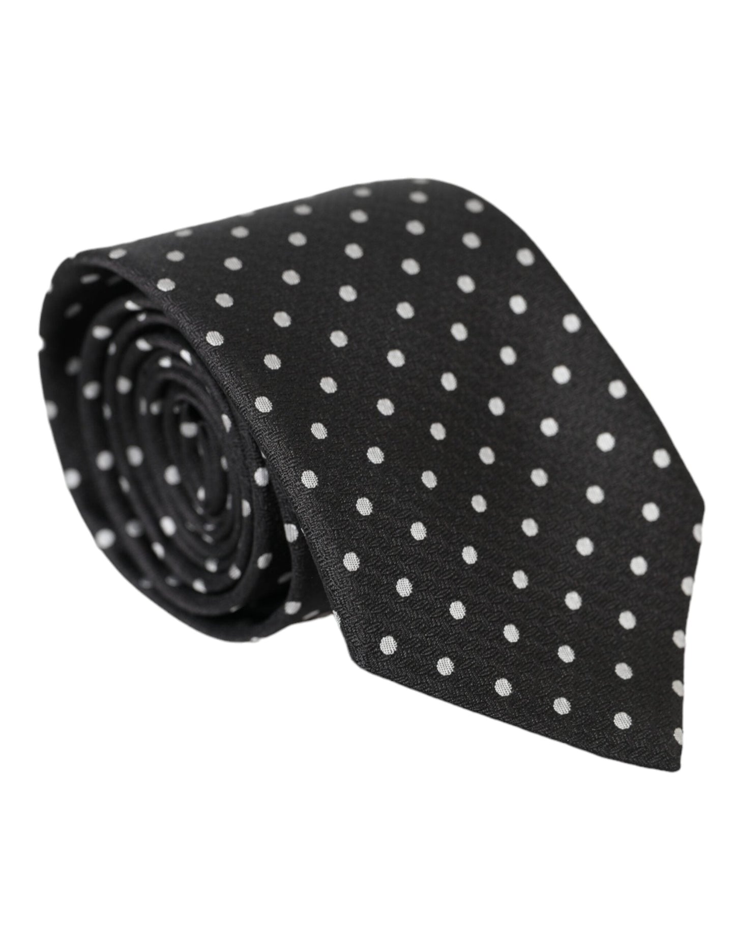 Dolce & Gabbana Black White Polka Dots 100% Silk Necktie Face Men's Mask