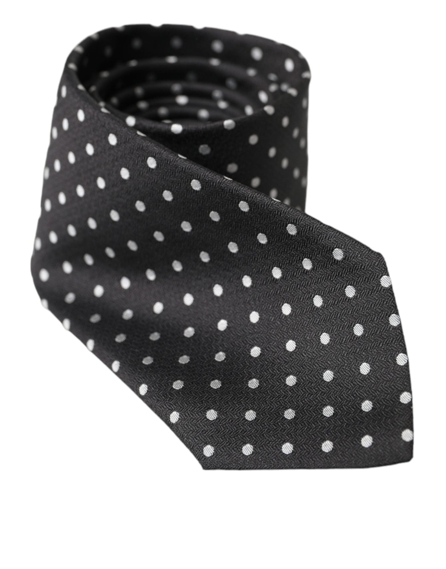 Dolce & Gabbana Black White Polka Dots 100% Silk Necktie Face Men's Mask