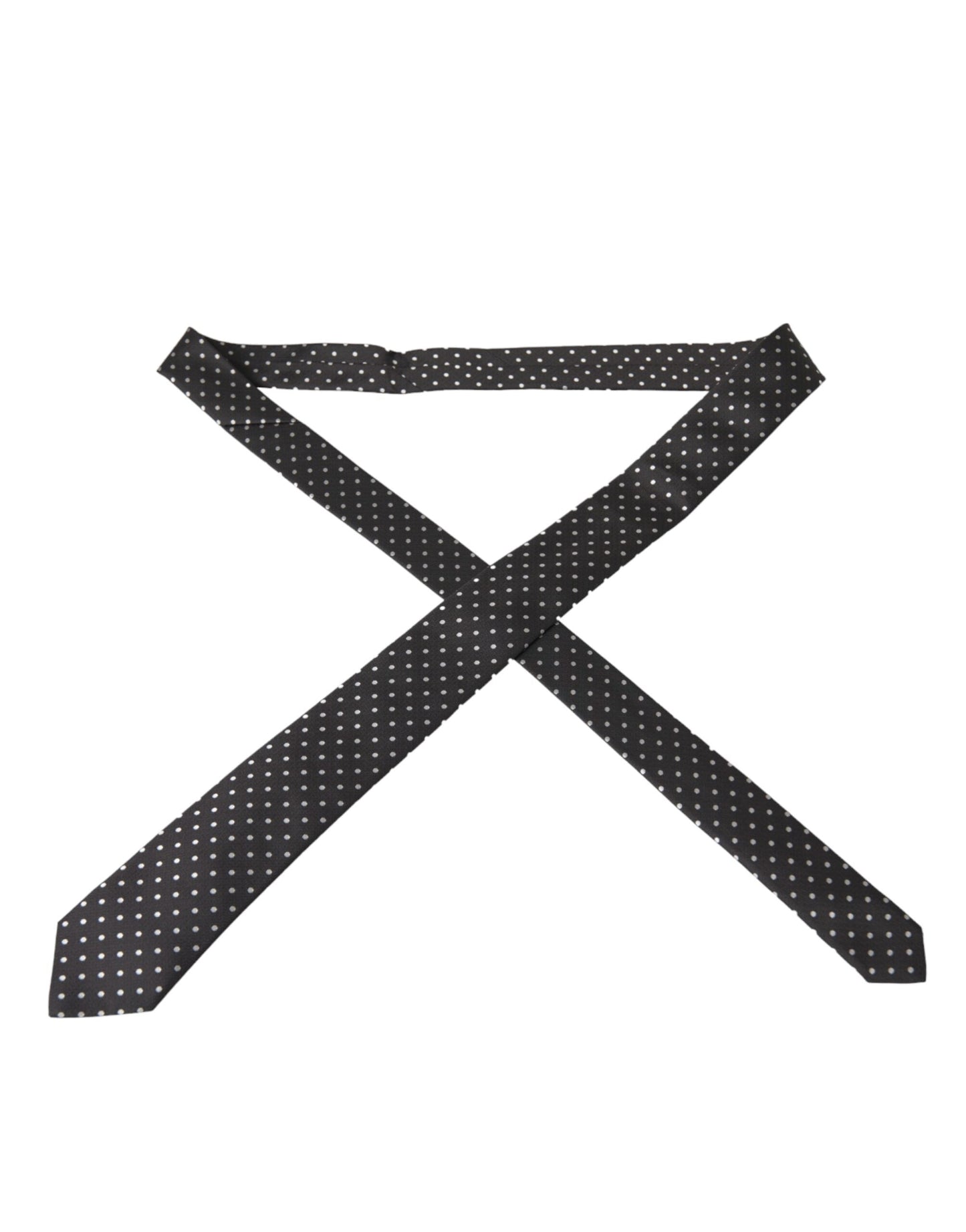 Dolce & Gabbana Black White Polka Dots 100% Silk Necktie Face Men's Mask