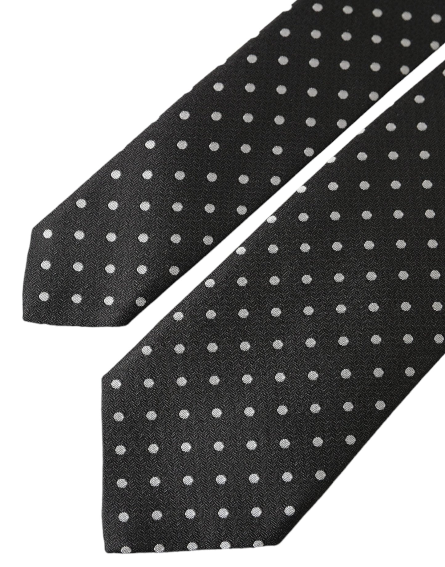 Dolce & Gabbana Black White Polka Dots 100% Silk Necktie Face Men's Mask