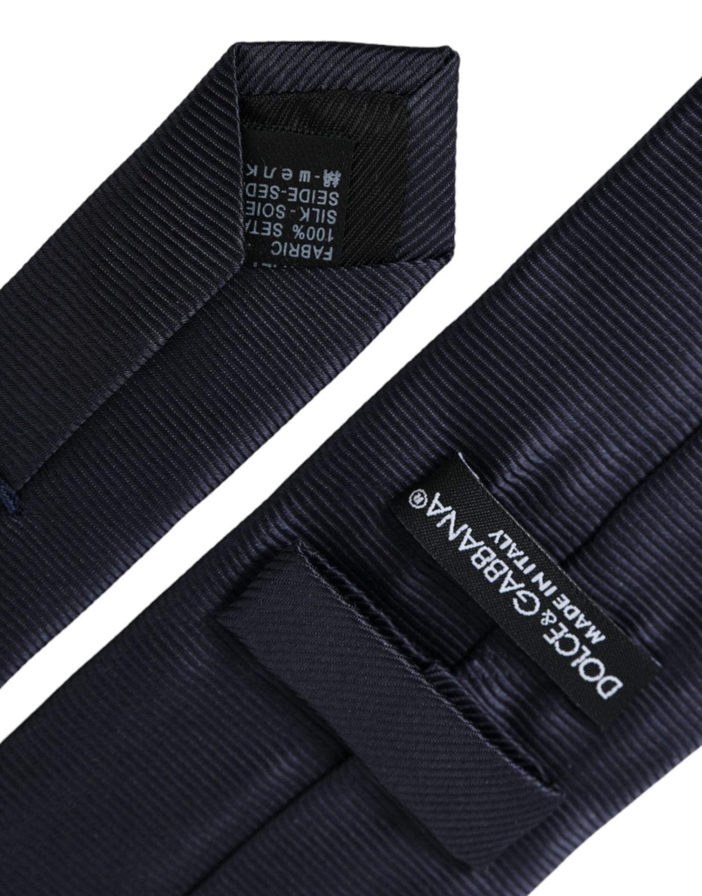 Dolce & Gabbana Blue Solid Silk Adjustable Tie Men's Men