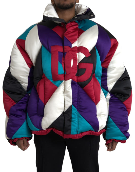 Dolce & Gabbana Multicolor Logo Windbreaker Puffer Men's Jacket