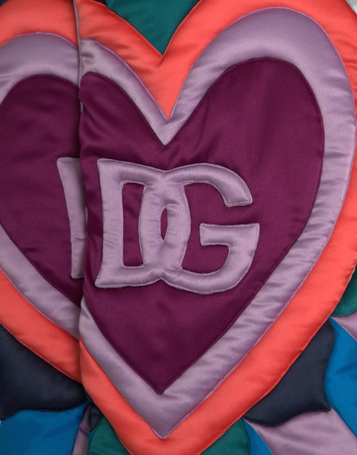 Dolce & Gabbana Multicolor Heart Logo Hooded Puffer Men's Jacket