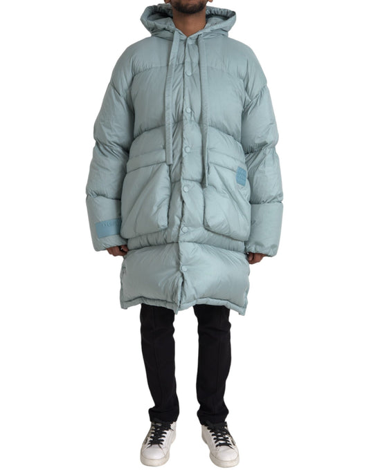 Dolce & Gabbana Light Blue Quilted Hooded Puffer Jacket Men's Men