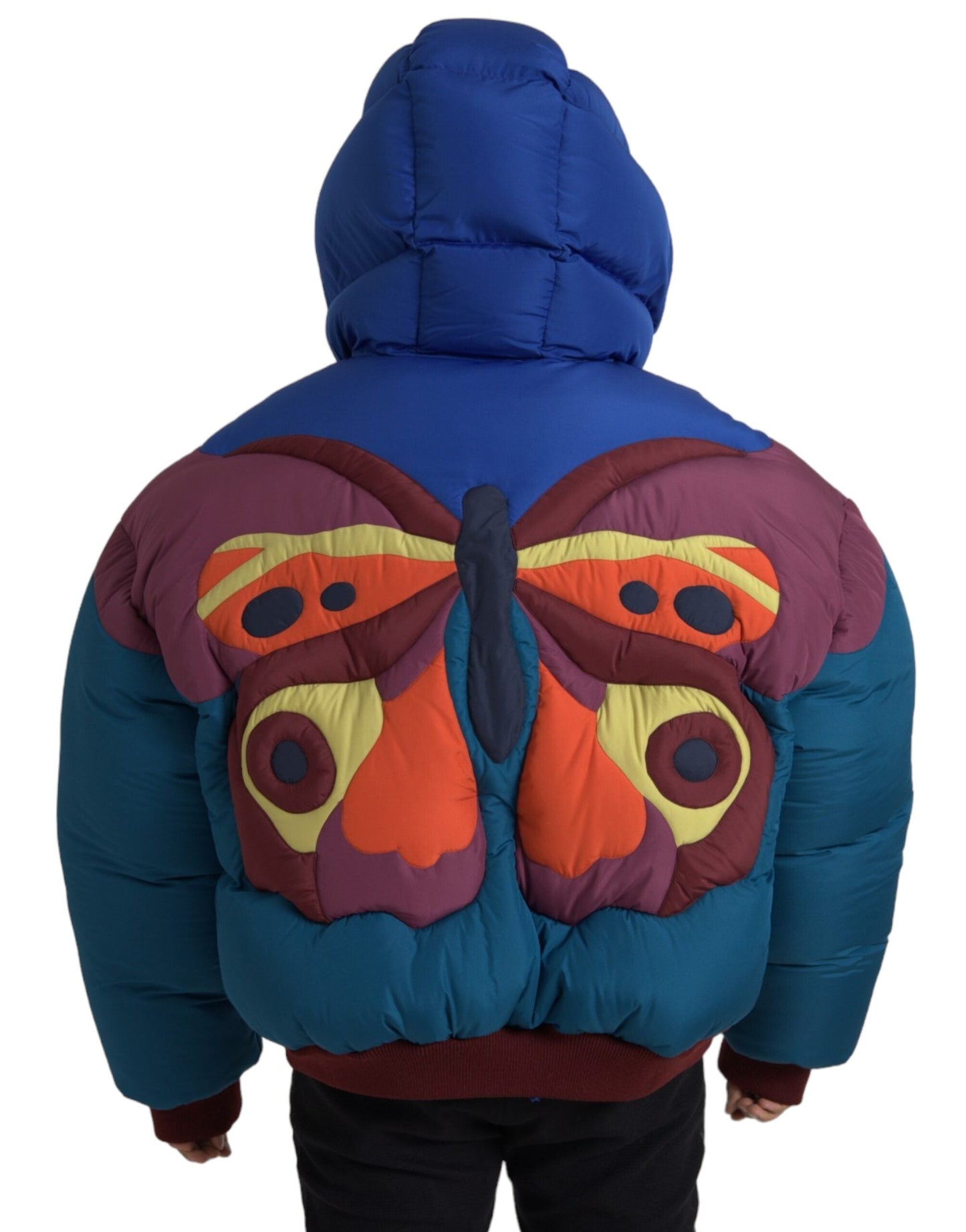 Dolce & Gabbana Multicolor Butterfly Hooded Puffer Men's Jacket