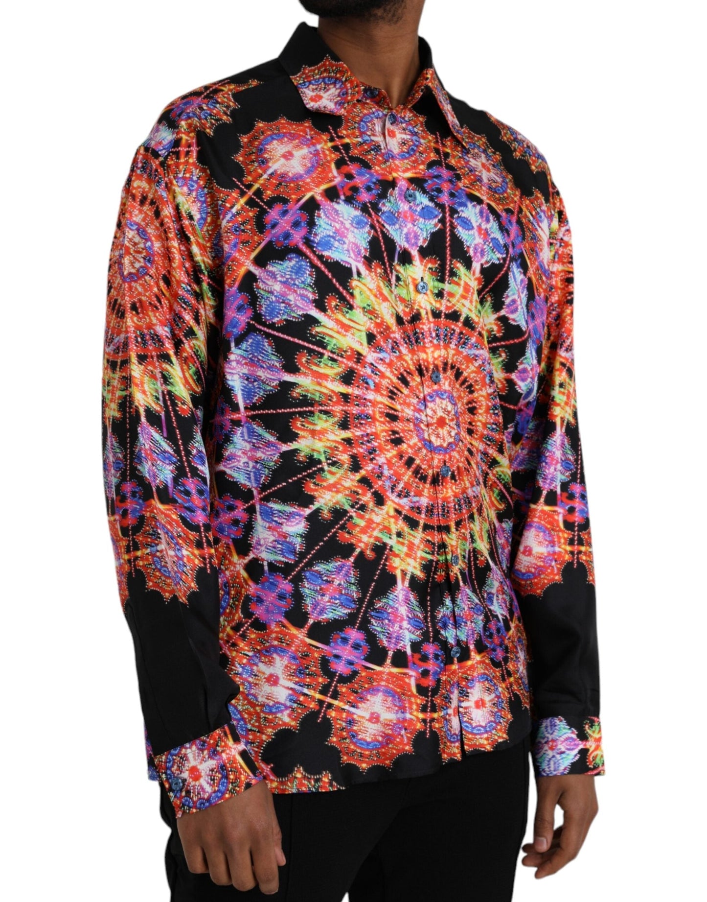 Dolce & Gabbana Multicolor Luminarie Silk Men Casual Men's Shirt