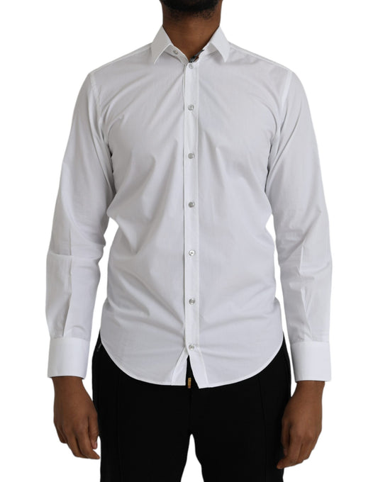 Dolce & Gabbana White Cotton Long Sleeve Dress MARTINI Men's Shirt
