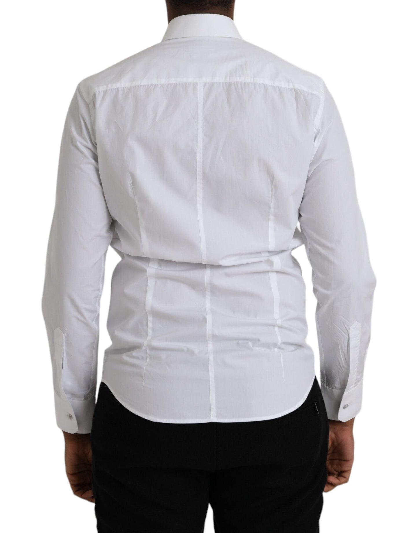 Dolce & Gabbana White Cotton Long Sleeve Dress MARTINI Men's Shirt