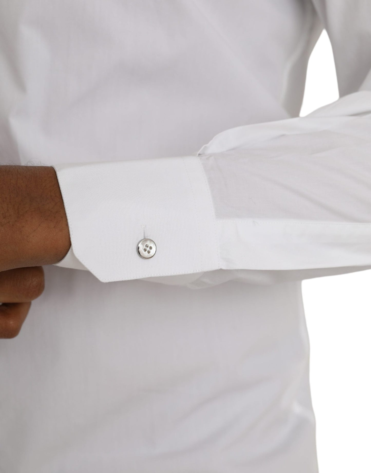 Dolce & Gabbana White Cotton Long Sleeve Dress MARTINI Men's Shirt