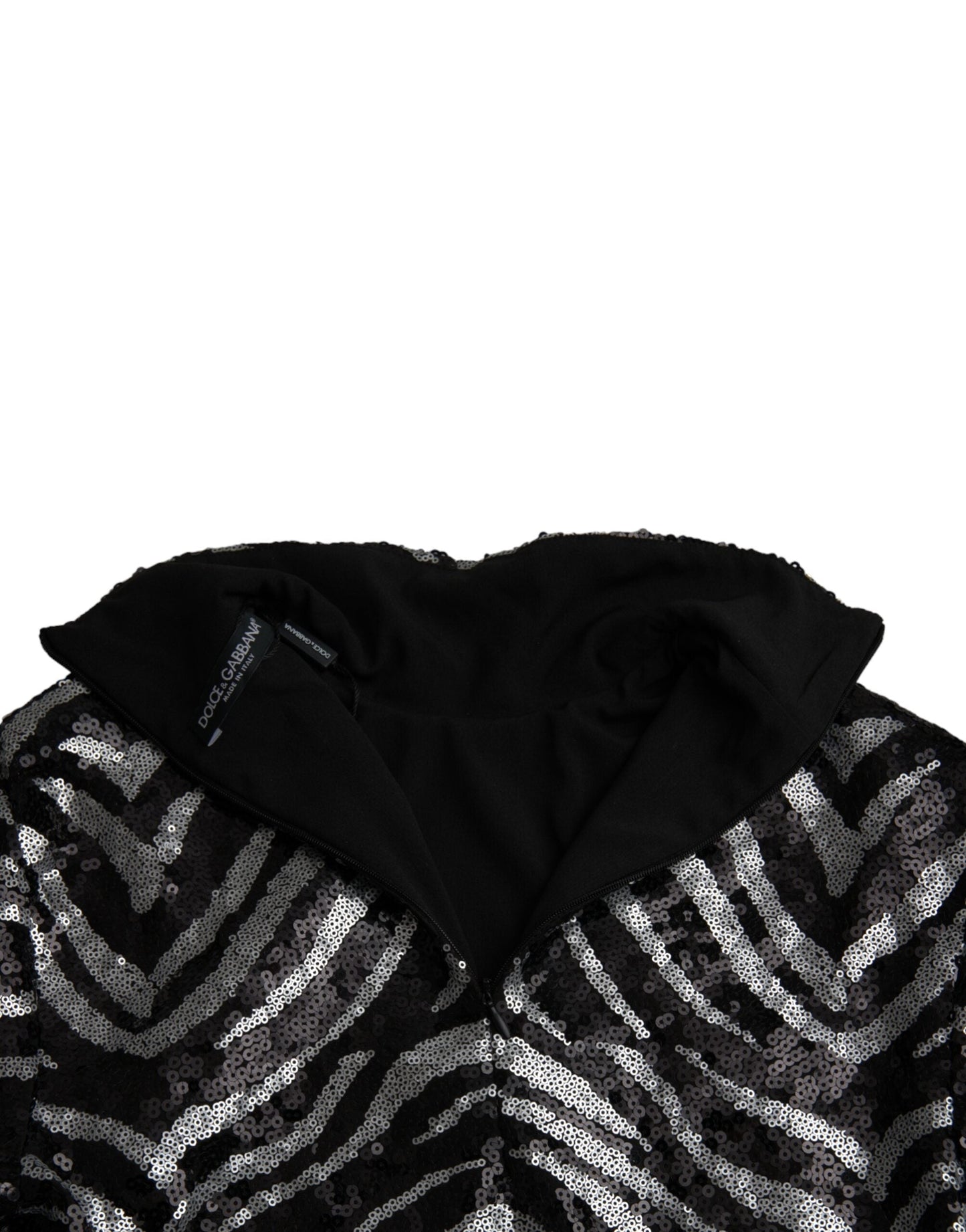 Dolce & Gabbana Black Silver Sequined Polyester Men's Sweater
