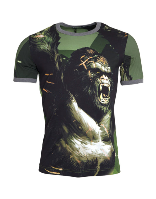 Dolce & Gabbana Green Gorilla Cotton Short Sleeves Men's T-shirt